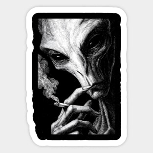 Alien Smoking Joint, Extraterrestrial Weed, UFO, UAP, Stoner Alien Sticker